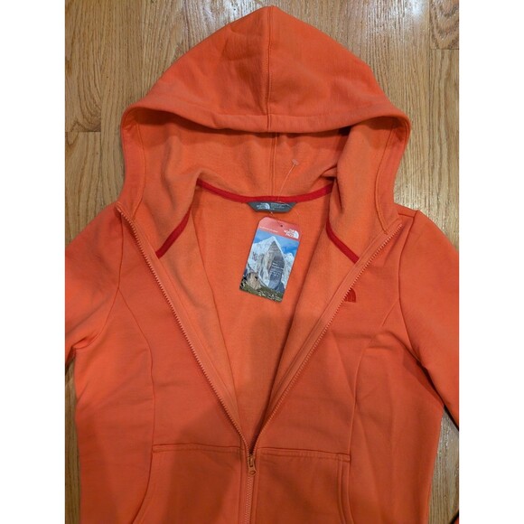 The North Face Womens Hoodie Full Zip High Neck Logo Stretch Large Emberglow NWT - Picture 4 of 10
